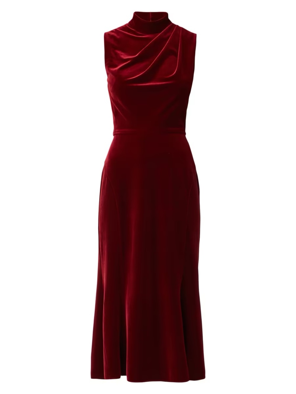 Shoshanna Audrey Velvet Draped Midi-Dress